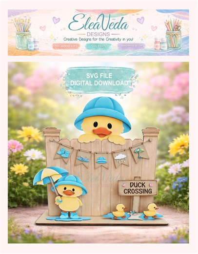 Duck Fence Peeker SVG | Spring Interchangeable Fence Insert | Duck Crossing Shelf Sitter Laser Cut File (digital Download) - Etsy