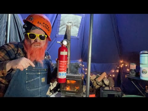 Hot tent camping in Michigan safety first on a cold windy day