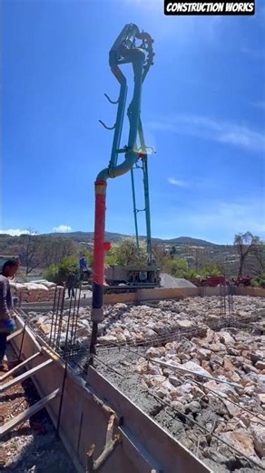 🏗️🚚 Crawler Boom Concrete Pump: Pouring Heavy Foundation Footing Slab