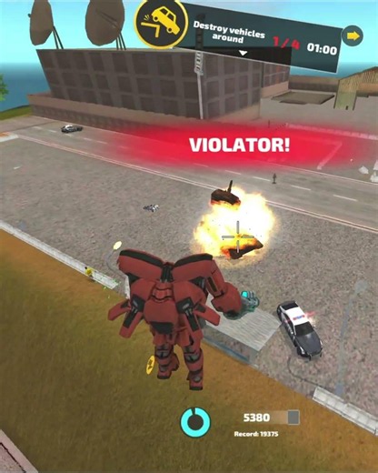 Rope Hero Vice Town (Red Ball Robot vs Green Police Transformer) Red Ball vs Green Car Robot #shorts