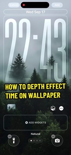 iPhone IOS26 How to depth effect time/clock on wallpaper #ios26 #wallpaper #fyp #viral
