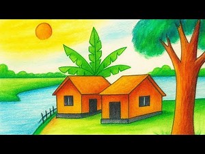How to draw Landscape || Scenery ofbeautiful nature / scenery of summer season- step by step