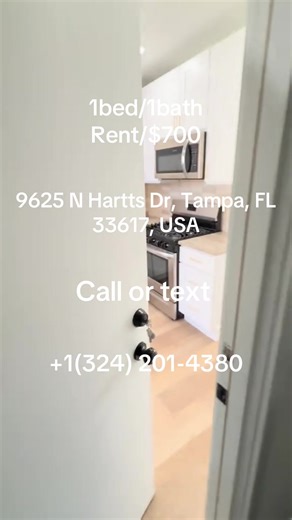 1bedroom/1bathroom for rent $700 monthly 📍 Tampa FL, call or text with the post screenshot 1(324) 201-4380#florida #1bed1bath #fyp #tampa #viral