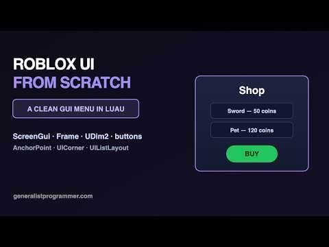 Roblox UI Tutorial: Clean GUI Menu in Luau