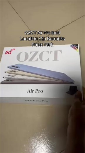 OZCT Air Pro iPad comes with Bluetooth mouse, Bluetooth keypad with light, earpiece, writing pen, cord, and charging brick. 16GB RAM, 516GB ROM. Brand new (open box). No defect, no damage. 📍 Location: Ojo Barracks 💰 Price: ₦150,000 Call or DM 08169068555 on WhatsApp #iPadForSale #TabletForSale #ElectronicsForSaleNigeria #GadgetsForSale #UsedGadgets