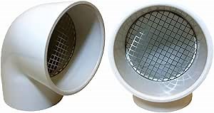 2" PVC Vent Cap with Stainless Steel Screen,90°Vent Termination Cap for Furnace Intake & Exhaust Vent Pipe,Fits Standard 2-Inch PVC Vent Pipe,No Elbow or Coupling Required,1 Piece