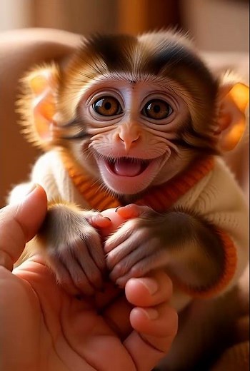 Baby Monkey Holds Owner’s Hand With Pure Love ❤️