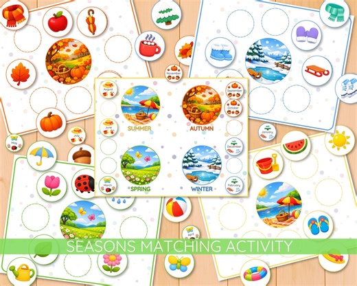 Seasons Matching Activity for Kids, Months and Years, Season Sorting, Preschool Worksheet, Montessori, Toddler - Etsy UK