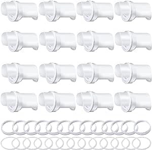 DIY Chicken Feeder Kits, PVC No Waste Poultry Duck Feeder Ports with Hole Saw, Automatic Gravity Fed Parts Rainproof for Buckets, Barrels, Troughs, Bins (17, White)