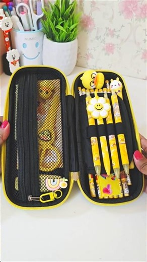 Filling pencil box with cute stationery ✨️💛🐤 #cute #asmr #stationery #shorts #youtubeshorts