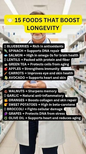 15 FOODS THAT BOOST LONGEVITY #longevityfoods #healthyliving #nutritiontips