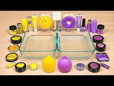 PURPLE vs. YELLOW ! Slime Coloring and Mixing with Makeup ! ASMR Satisfying Slime Video 169