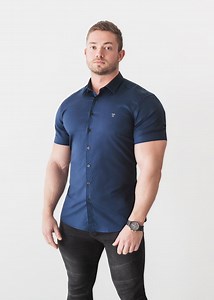 Navy Short Sleeve Tapered Fit Shirt