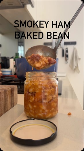As we all know, throwing away the ham bone after Christmas is sacrilege!! It’s perfect for making ham stock, soups, or my favourite — smoky baked beans. Here’s my recipe: 2 cups dried white beans (like haricot beans also called navy), soaked overnight in lots of water 1 bay leaves 1 carrot 1 onion studded with 3 cloves 1 ham bone (or ham hock) 2 tbs tomato paste 2 tbs tomato sauce 3 tbs brown sugar 1 tbs apple cider vinegar 1 tbs worcestershire sauce 1 tsp onion powder 1 tsp garlic powder 1/2 ts