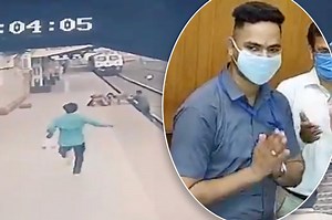 Railworker in India saves boy as train barrels into station: video