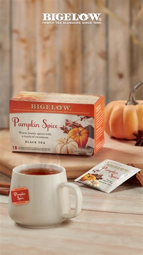 Fall vibes only.  Bigelow Pumpkin Spice Tea is a seasonal favorite, hot or iced. | Bigelow Tea | Facebook