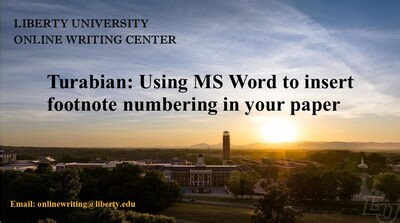 Turabian - using MS Word to insert footnote numbering in your paper