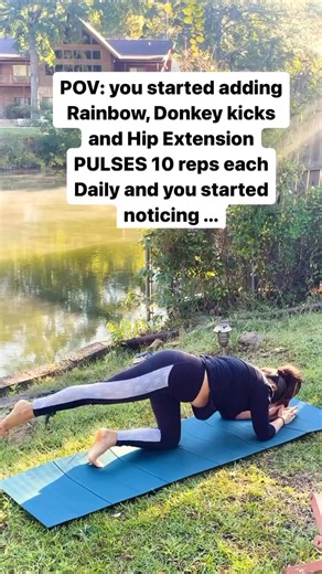 🌈On-elbows rainbow, donkey kicks, and hip extension pulses! 💪🍑🌈 to Strengthen your glutes, improve your back, enhance your balance, and perfect your posture!If you're looking to target your glute muscles, improve your overall back strength, enhance your balance, and perfect your posture, these exercises are a must-try! Incorporate them into your daily routine with 10 reps each, and get ready to feel the burn and see amazing results!1️⃣ On-Elbows Rainbow: Start by getting on all fours with yo