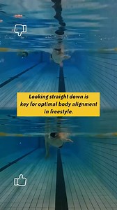 Looking down at the bottom of the pool when swimming freestyle is a good habit. It helps keep your head in a neutral position, which aligns your spine and improves body position in the water. That reduces drag and makes you more streamlined, so you swim m | SwimGym