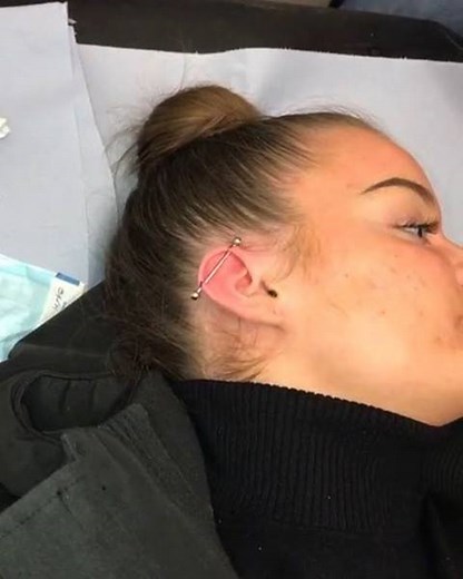 111K views · 105 reactions | Industrial/scaffold piercing done by @alyssia.eden  #scaffoldpiercing #industrialpiercing #piercings | Underground Tattoos Enfield | Facebook