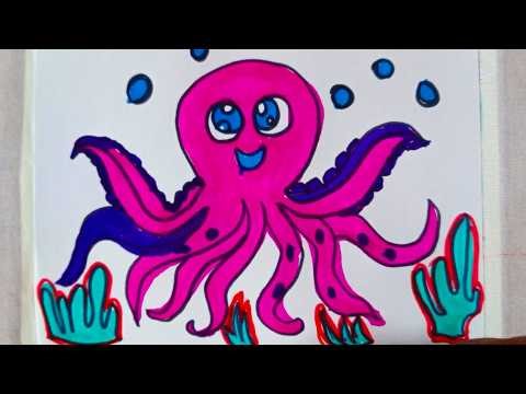 How to Draw a Octopus for Kids | Coloring Page for Kids | Easy Step By Step Octopus Drawing