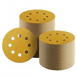 100 Pcs 5 Inch Sanding Discs Hook and Loop, 40 Grit Sandpaper for Woodworking or Automotive, 8 Hole Gold Premium Dustless Random Orbit Sandpaper