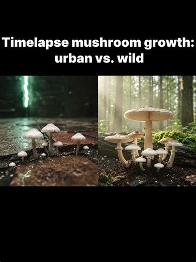 Timelapse mushroom growth: urban vs. wild