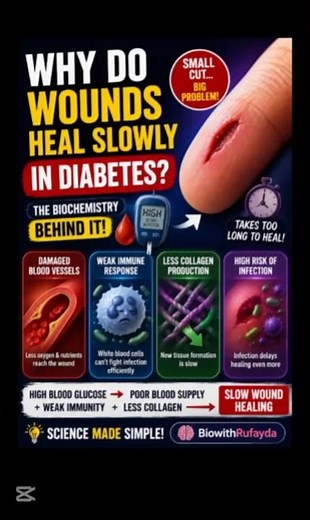Why Do Wounds Heal Slowly in Diabetes? #biochemistry #woundhealing #diabetes