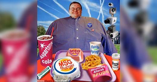 Fat Man Eating MSG Burger, Aspartame Cola, Genetically Altered Spuds | Know Your Meme