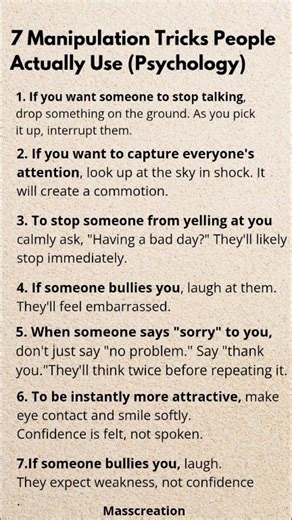 People don’t realize how simple psychology tricks can change any situation. These 6 hacks make you instantly more confident, respected, and harder to manipulate. Save this for later… you’ll want to use them. 🔥🧠 #psychologyfacts #darkpsychology #mindtricks #lifehacks #selfimprovement #socialskills #manipulation #masscreation | mass.teach