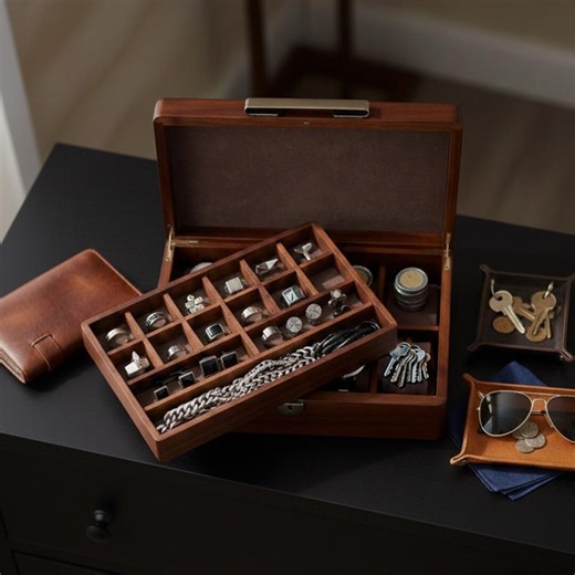 Engraved Wooden Jewelry Box Organizer for Men Jewelry Case Holder With Removable Divider Tray Man Cave Stuff Closet Organizer Fiance Gift - Etsy