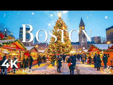 Christmas in Boston 4K 🎄✨ Historic Streets, Festive Lights & Magical New England Winter