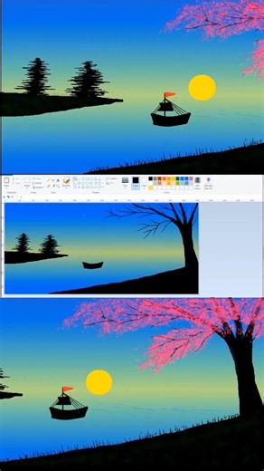 Beautiful natural scenery drawing ll #computer #art #online #drawing #painting #shortvideo #shorts