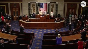 For the first time, two women sat behind a US president as he addressed Congress