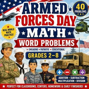 Armed Forces Day Math Word Problems | Grades 2–8 | 40 Real-Life Math Tasks