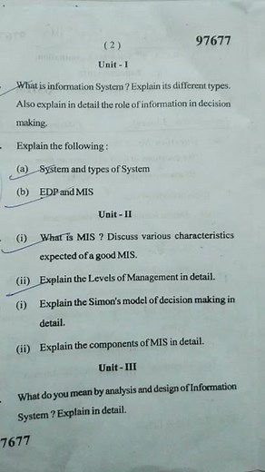 BCA 5th sem (MDU) MIS question paper