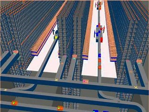 Exemple entrepôt automatisé de caisses et bacs - simulation