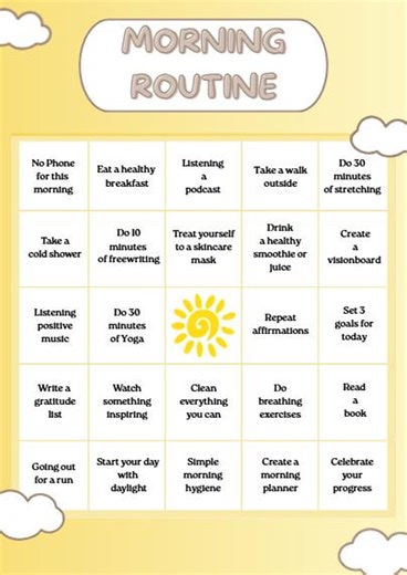 Morning Routine Bingo Challenge Printable – Self Care Game - English & French Version - Etsy