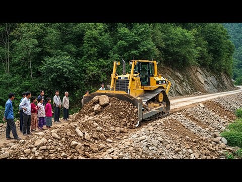 Bulldozer Working on Extreme Mountain Slope | Real Heavy Equipment Road Building Action