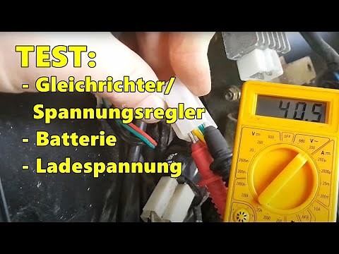 Measure rectifier, light and charging voltage. Battery not charging? Check scooter voltage regulator
