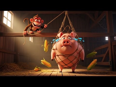 Funny Monkey Farm Adventures! 🚜 Monkey vs Wolf & Pig New Animal Cartoons 2025