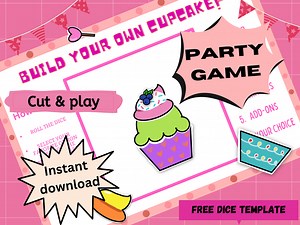 BUILD A CUPCAKE game kids activity birthday party game instant download printable