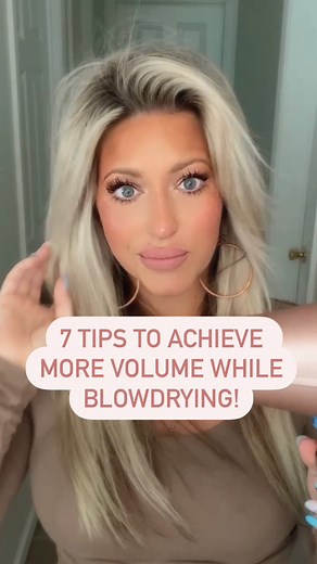 Seven tips to achieve more volume while blow drying!1. Start with towel dried hair.2. Work in sections.3. Start at the root.4. Use a flat or round brush.5. Pull up for more volume, not down.6. Finish off upside down.7. Use a root powder once dried!(Disclaimer- there is a filter on this video)#blowdrystyle #blowdryhair #blowdryhairtechnique #hairvolume #hairtutorial #hairideas | Rachel Bowling