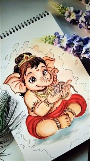 🌺 Easy Lord Ganesh Drawing #💜| Beautiful Ganpati Bappa Pencil Sketch | #✨Drawing Tutorial 🎨🙏