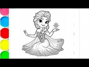 How to draw Elsa from Frozen, Disney princess Elsa drawing, Elsa Frozen movie 2 colouring pages