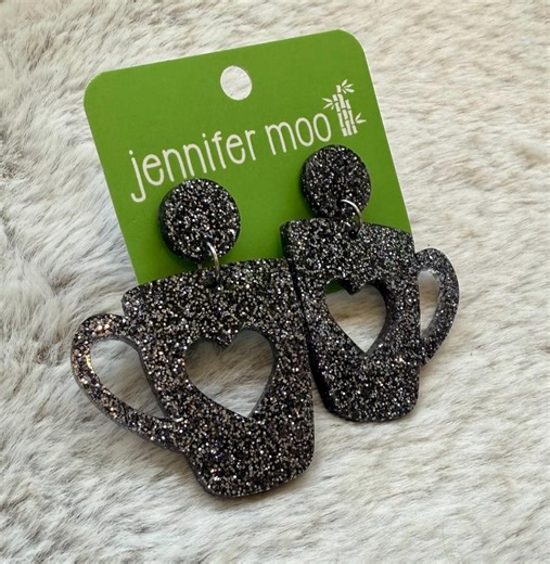 Black Glitter Coffee Cup Dangles: Coffee Earrings - Etsy Australia