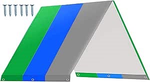 Alpurple Swing Set Replacement Tarp- 52" x 90" Kids Playground Roof Canopy, Replacement Sunshade Waterproof Trap Cover for Children Outdoor Sunproof (Green Blue Gray)