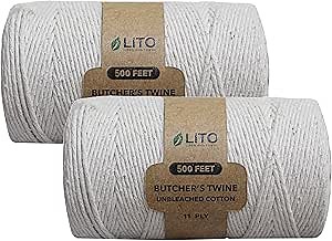 Organic Butcher’s Twine for Cooking & Trussing – 1.2mm Heavy-Duty Natural Cotton Kitchen Twine 1000 Feet – Food-Safe, Oven-Safe String for Meat, Turkey, Baking, & Crafts
