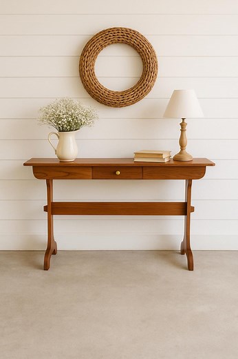 Vintage 1960's Solid Wood Narrow Cherry Hall Table - Etsy