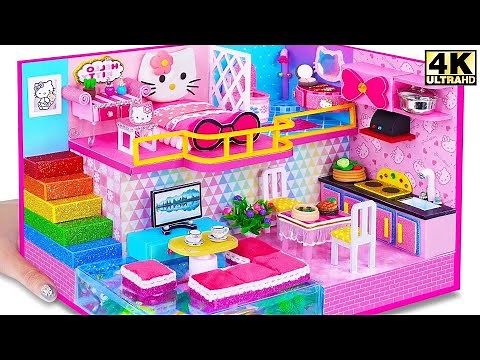 DIY How To Make Hello Kitty House With Rainbow Stairs from Cardboard ❤️ DIY Miniature House